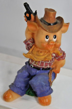 Estatueta vintage colorida de resina cowboy porco porco como estatueta, 6 de altura, usado comprar usado  Enviando para Brazil