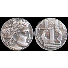 383-382 aC Moneda Griega Antigua Apolo y Cítara o Guitarra - Tetradracma de Plata, usado segunda mano  Embacar hacia Argentina