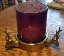 Reindeer/Stag Head Purple Glass Candle Holder for sale  Shipping to South Africa