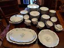 Service For 12 Dinnerware Set Margarete Forget Me Not blue flowers platinum trim for sale  Shipping to South Africa