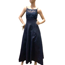Vestido Morgan & Co 7/8 azul marinho vestido de formatura longo brilhante renda cetim miçangas crinolina comprar usado  Enviando para Brazil