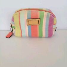 Bolsa cosmética Coach lona despojada colorida pastel bolsa pequena macia retrô zíper comprar usado  Enviando para Brazil