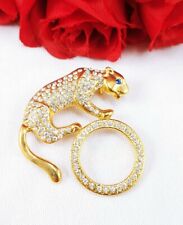 Broche suporte para óculos de sol gato chita pantera leopardo strass ouro comprar usado  Enviando para Brazil