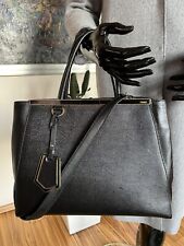 FENDI ROMA 2JOURS Medium Leder Shopper Handtasche Schwarz Black , brukt til salgs  Frakt til Norway