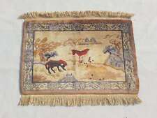 Antique Chinese Pitorial Handmade Multicolor Silk Wool Rug Carpet 93x61cm for sale  Shipping to South Africa