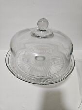 Vintage Anchor Hocking Pedestal Glass Cake Stand with Dome Lid Starburst Pattern for sale  Shipping to South Africa