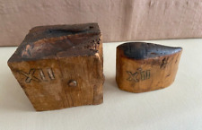 Bloque de formación de metal de madera vintage de 2 piezas joyero platero peltre, usado segunda mano  Embacar hacia Argentina