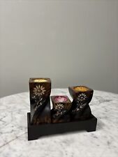 Handcarved wooden tealight for sale  Rochester