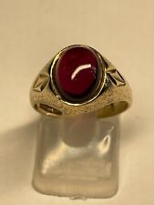 Unusual Gents 9 Carat Yellow Gold Cabochon Cut Garnet Ring for sale  Shipping to South Africa