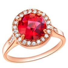 Anéis femininos cor ouro rosa CZ com joias de cristal roxo anel vermelho  comprar usado  Enviando para Brazil