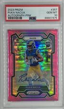 2023 Panini Prizm Puka Nacua Pink Parallel Auto Rookie Los Angeles Rams PSA 10, used for sale  Shipping to South Africa