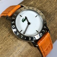 Relógio analógico Lacoste feminino mostrador branco pulseira de couro laranja quartzo, usado comprar usado  Enviando para Brazil