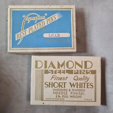 Vintage Steel Dressmaking Sewing Pins, 2 Boxes, Diamond 2.5cm & Superfine 1.5cm for sale  Shipping to South Africa