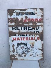 Collectible Firestone Retread & Repair Materials Advertising Enamel Sign Board for sale  Shipping to South Africa