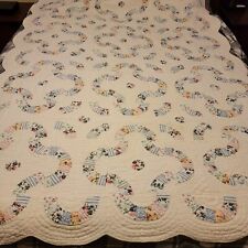 Vntg Arch Quilts White Pastel Wedding Ring Scalloped Edge Granny Cottage 80x56 for sale  Shipping to South Africa