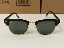 Pre-Owned Ray Ban Clubmaster RB3016 W0365 Classic Black Frame/Green Classic G-15 for sale  Shipping to South Africa