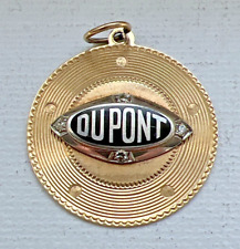 Pin de solapa de empleado Dupont de oro blanco de 18 quilates con encanto de 14 quilates segunda mano  Embacar hacia Argentina