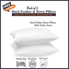 Pillows Duck Feathers & Down Antiallergenic Hotel Quality Extra Filled Pack of 2 for sale  Shipping to South Africa