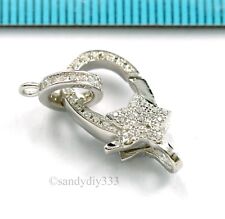 1x Rhodium plated STERLING SILVER CRYSTAL CZ STAR LOBSTER CLASP 19.3mm #2878 for sale  Shipping to South Africa