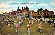 Usado, Postal vintage de ciclismo en el paseo marítimo, Atlantic City NJ c1953 segunda mano  Embacar hacia Argentina