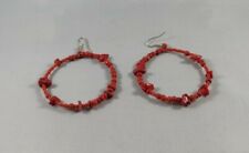 coral hoop earrings chips for sale  Cherry Valley