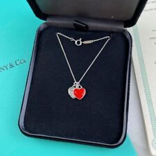 Used, Tiffany & Co. Mini Double Heart Necklace Pendant Red Enamel Sterling Silver 925 for sale  LEIGH-ON-SEA