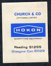 c1950s Church & Co, Hokon Shopfitting, Reading, waterslip transfer label 1 for sale  Shipping to South Africa