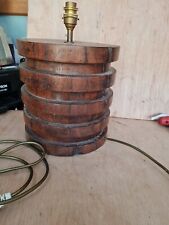 Mid Century Large Turned Oak Wooden Barrel  Shaped Table Lamp Base Large Heavy for sale  Shipping to South Africa