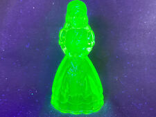Green Vaseline uranium glass girl doll umbrella woman / Jennifer Victorian dress for sale  Shipping to South Africa