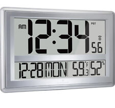 Reloj de pared digital atómico Marathon Jumbo plateado con soporte de mesa. CL030056SV segunda mano  Embacar hacia Argentina