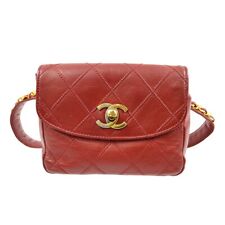 Bolso bicolor con cinturón de piel de cordero rojo Chanel 65/26 KK90112 segunda mano  Embacar hacia Argentina