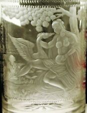 Jarrón de copa de cristal de vidrio artístico bohemio con figura de Leda y el cisne Zeus segunda mano  Embacar hacia Argentina