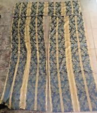 Curtain Drape Panel Blue Gold Damask Valance Attached One Piece Pocket Rod 54x82 comprar usado  Enviando para Brazil