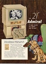 1952 Admiral PRINT AD televisión modelo 21" gabinete de cine en casa Cocker Spaniel  segunda mano  Embacar hacia Argentina
