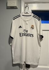 Camiseta deportiva del Real Madrid XL blanca hogar 2018-2019 Adidas ClimaLite, usado segunda mano  Embacar hacia Argentina