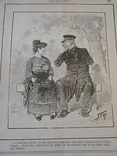 Caricature 1887 - Le manchot ( plus de bras ) sur un banc, gebruikt tweedehands  verschepen naar Netherlands