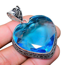 Colgante de corte corazón de joyería de plata esterlina 925 de topacio azul suizo hecho a mano segunda mano  Embacar hacia Argentina