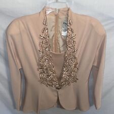 Daymor Couture Vtg Blazer Women Size 8 Orange Peach Zip Back Floral Embroidered, used for sale  Shipping to South Africa