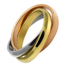Usado, Ring Tricolor 3 Ringe aus Edelstahl ineinander verschlungen rosé gold silber  comprar usado  Enviando para Brazil