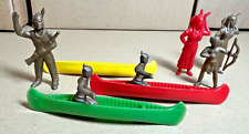 Small Vintage Unbranded Hard Plastic Indians and canoes, used for sale  Shipping to South Africa