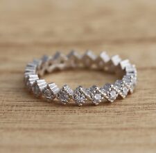 925 Sterling Silver Full Eternity Stacking Zig Zag Design CZ Band Ring I-P Sizes for sale  Shipping to South Africa