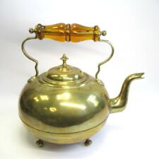 Brass Kettle Footed Vintage Unbranded 22cm w/ Clear Handle No Pattern Retro  for sale  Shipping to South Africa