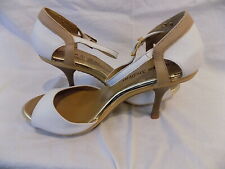 NOVO CARMEN STEFFENS Salto Peep Toe Marrom e Branco Tiras Tam 37/39-7.5 Brasil (60 comprar usado  Enviando para Brazil