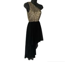 QUIZ Gold Sequin & Black Asymmetrical Hem One Shoulder Prom Evening Dress UK 10 for sale  Shipping to South Africa