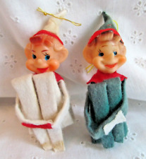 2 Vintage Christmas Pixie Elf Knee Hugger Ornaments Tagged Delta Japan for sale  Shipping to South Africa