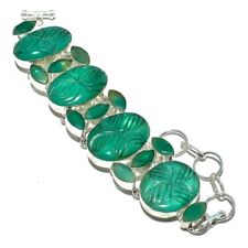 Carved Zambian Mines Emerald Gemstone Handmade Jewelry Bracelet 7-8" for sale  Shipping to South Africa