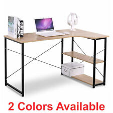 L-Shape Writing Office Home Desk Computer Reading Table with 2 Storage Shelves for sale  Canada