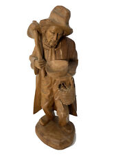 Escultura campesina viajero de madera vintage tallada a mano de 12"" tallada a mano segunda mano  Embacar hacia Mexico