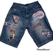 Shorts jeans vintage NBA Unk basquete bordado patches Lakers Celtics tamanho 36 comprar usado  Enviando para Brazil