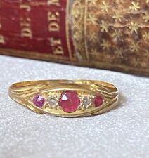 Used, Edwardian Ladies  18ct Gold Ruby & Diamond  Gypsy Ring, Size O.5, 2.1g for sale  Shipping to South Africa